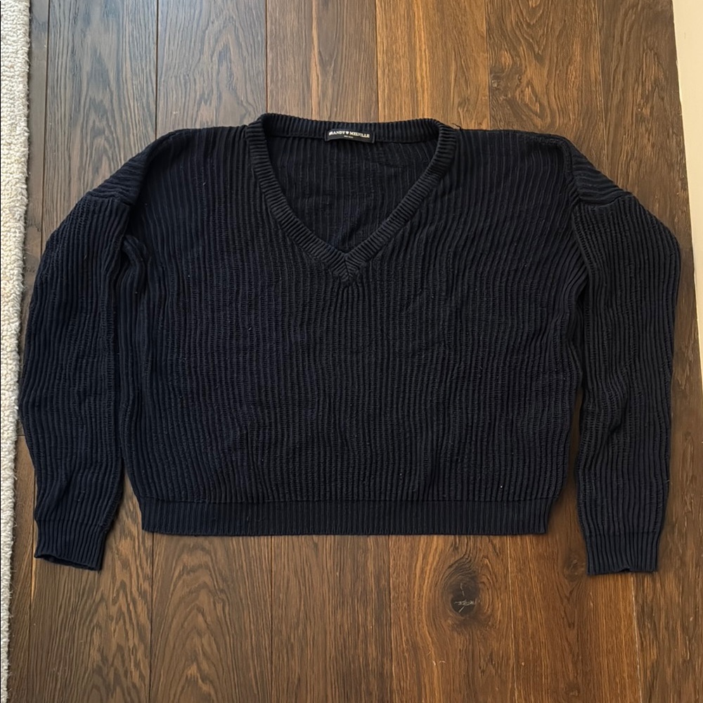 Navy Brandy Melville V-Neck Sweater